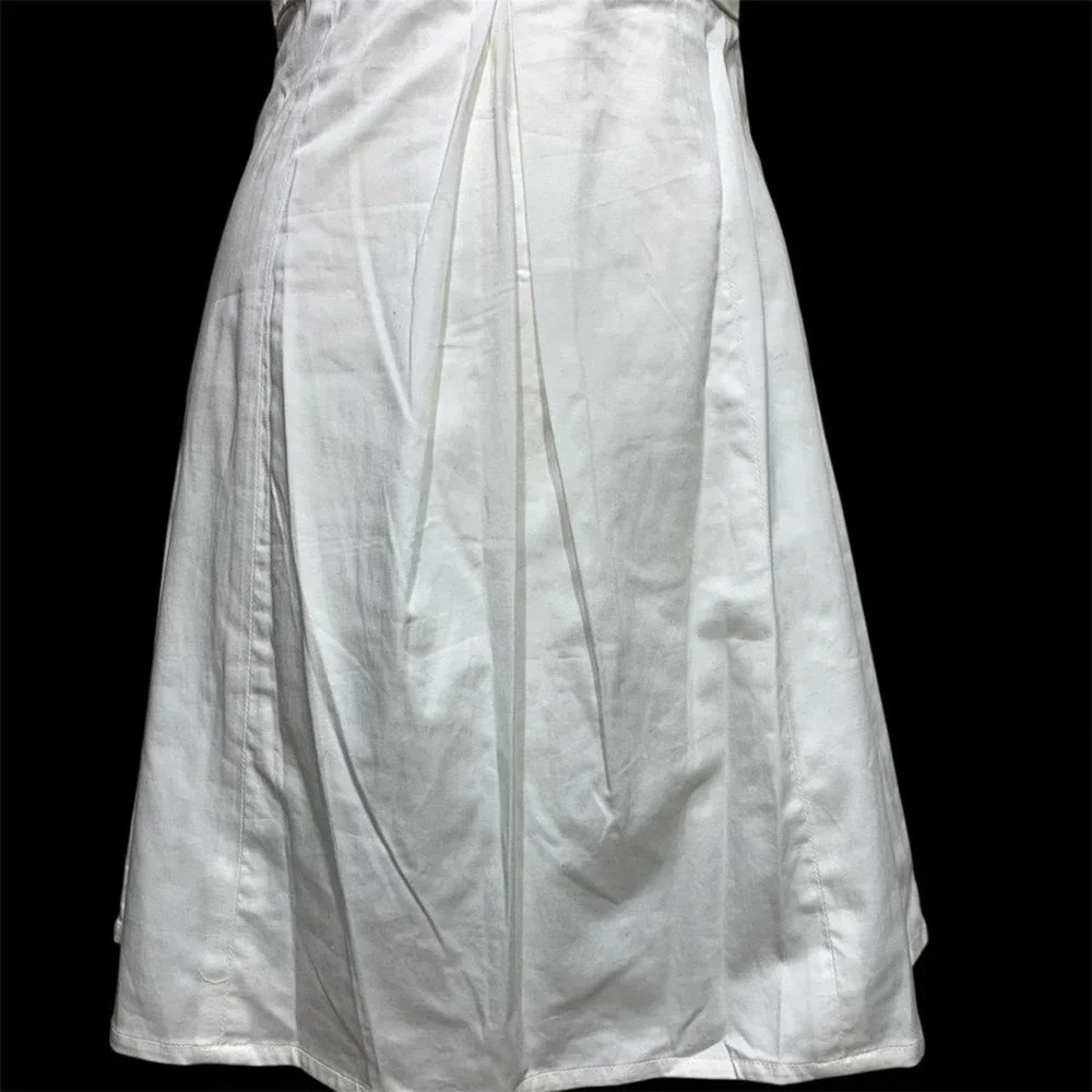 French Connection Dress Womens 0 White V-Neck Pleated Fit and Flare Mini Sleevel